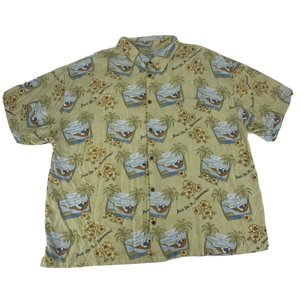 Men's Big Dogs Short‎ Sleeve Button Down Hawaiian Shirt 4X Just Do It...Tomorrow